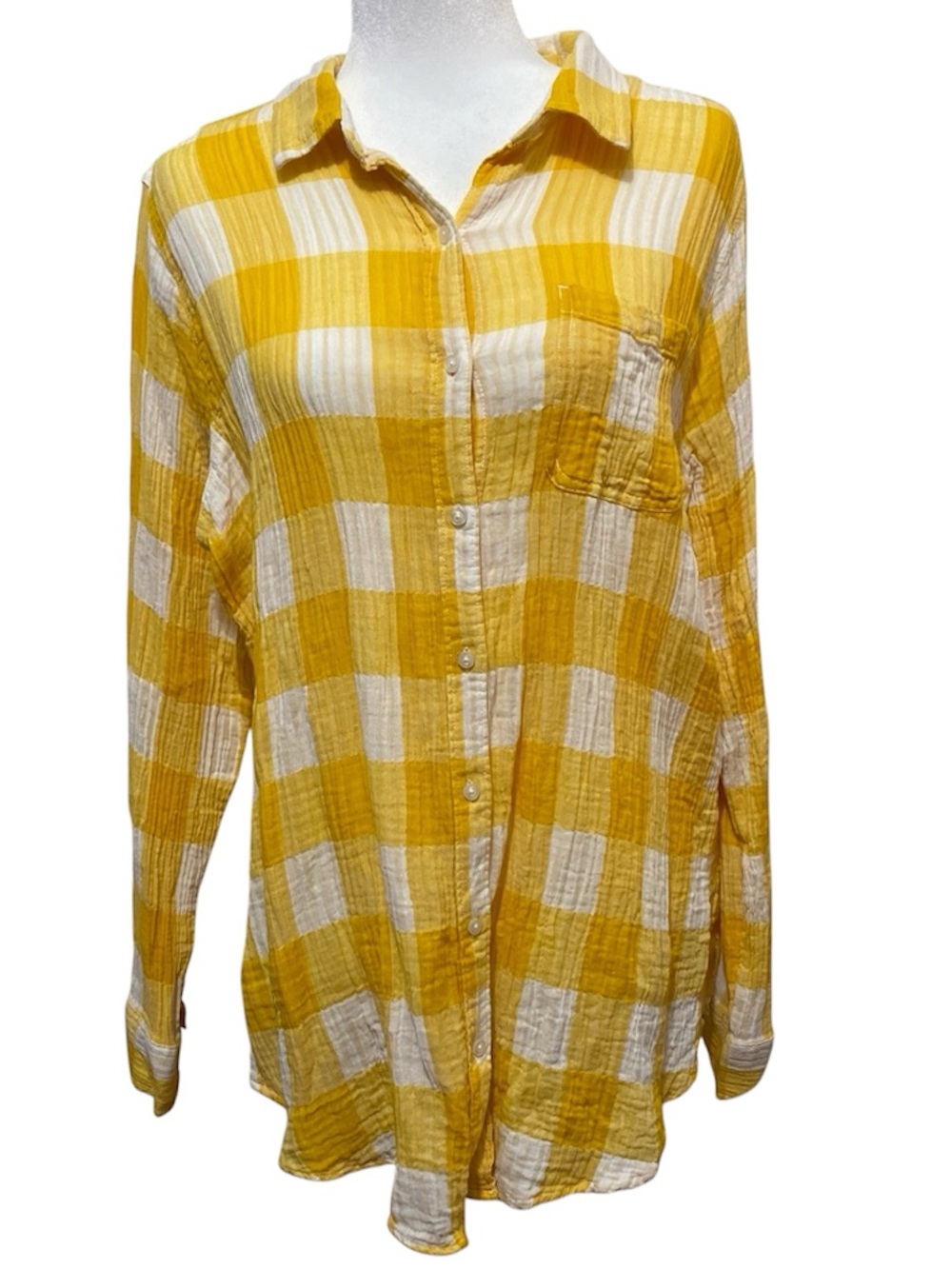 St. John’s Bay Yellow Plaid Button Down Shirt